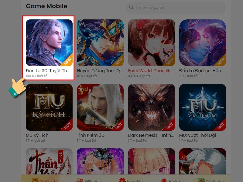 Cách nhận code đấu la 3d mới nhất bước 2