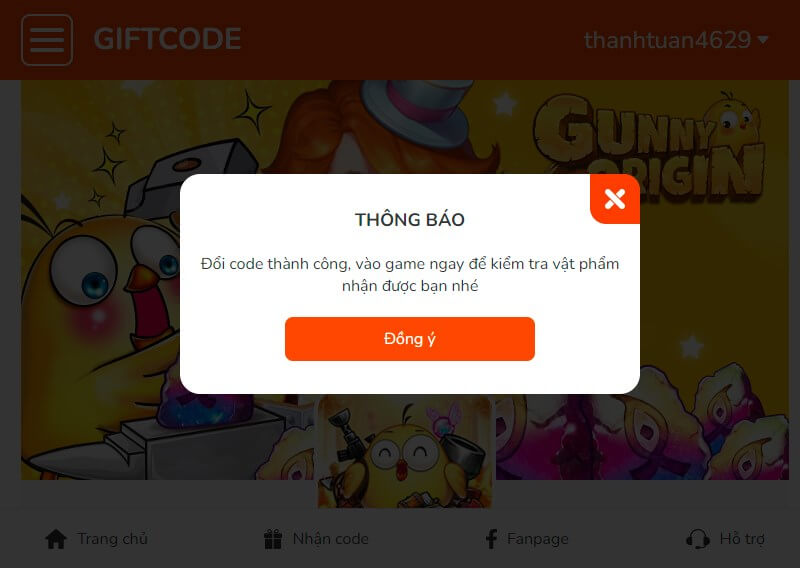 Cách nhận code Gunny Origin mới nhất bước 3