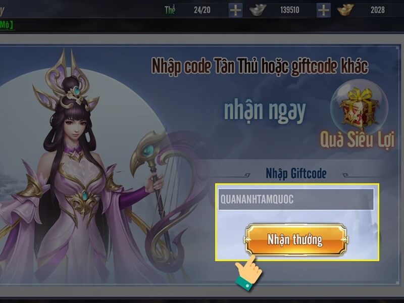 Nhận code Quần Anh Tam Quốc mới nhất bước 3