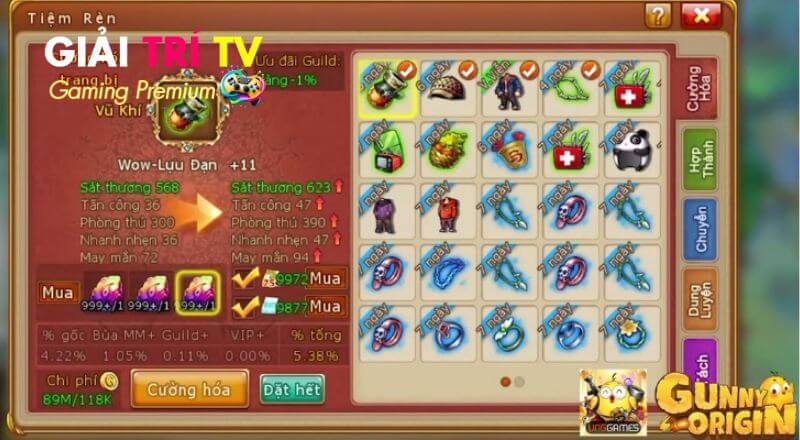 Trang bị trong Gunny Origin